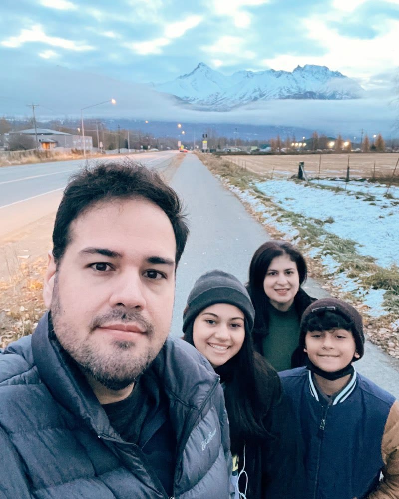 Marcio, Renata and their kids, Alaska, October 2021